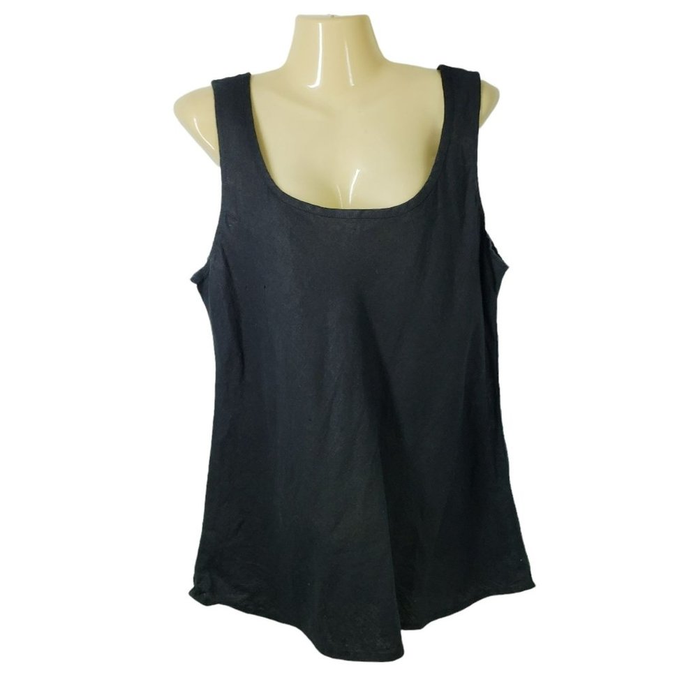 Flax Fundamental Black Tank Top Linen Women's Size Medium - Picture 2 of 9
